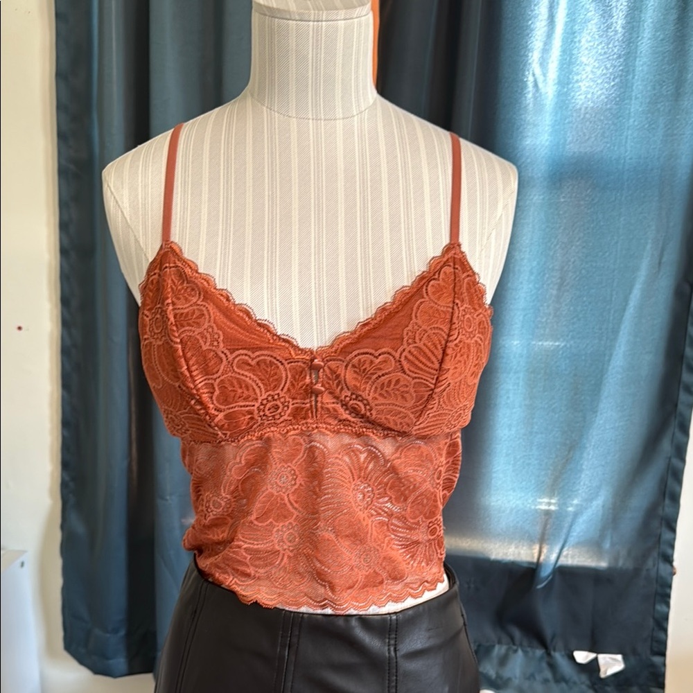 aerie Rust Lace Cami Top
